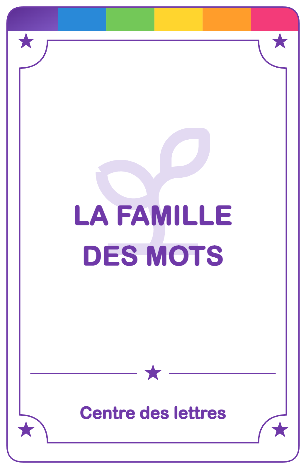 Recto de la carte La famille des mots