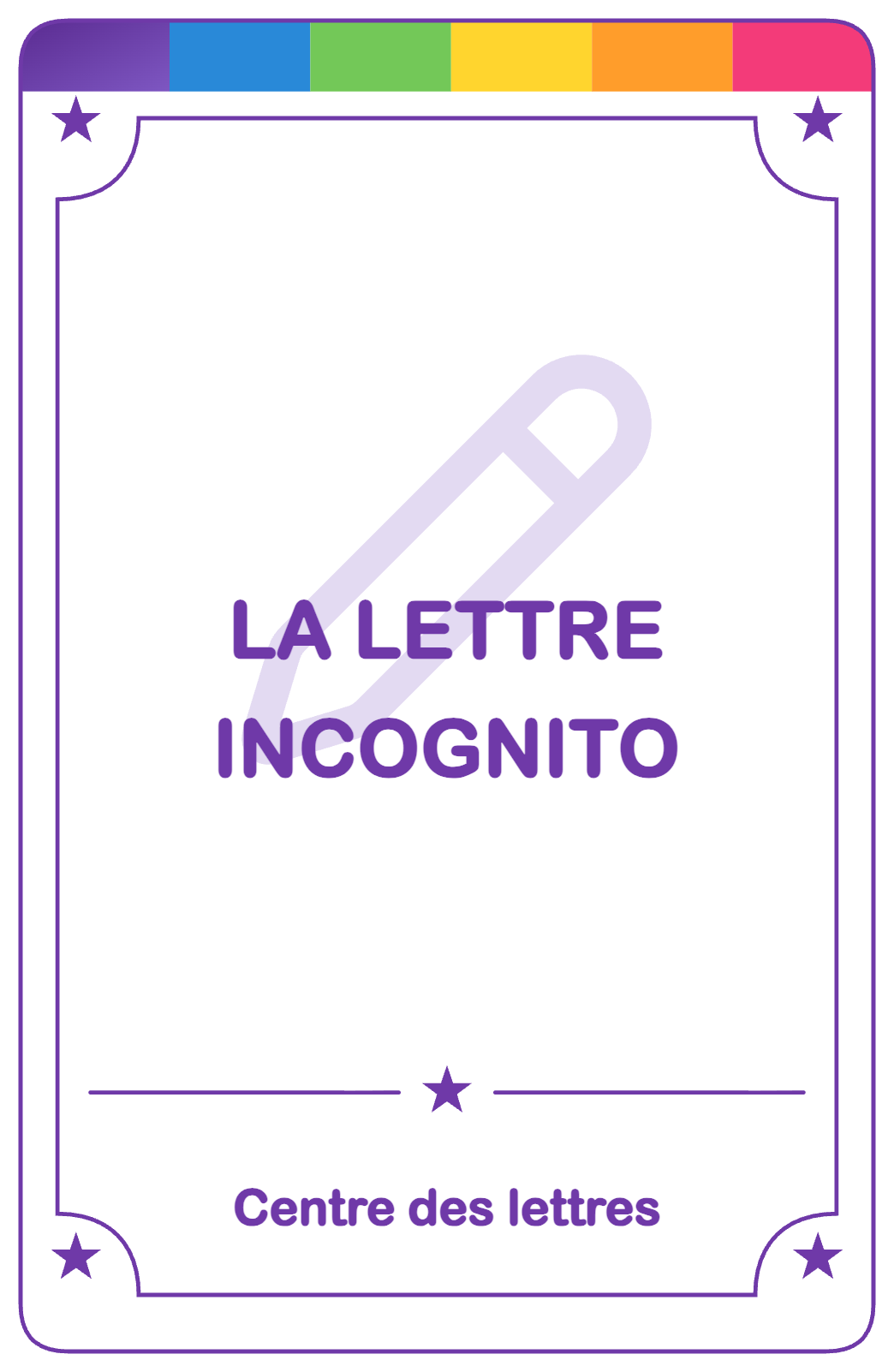 Recto de la carte La lettre incognito