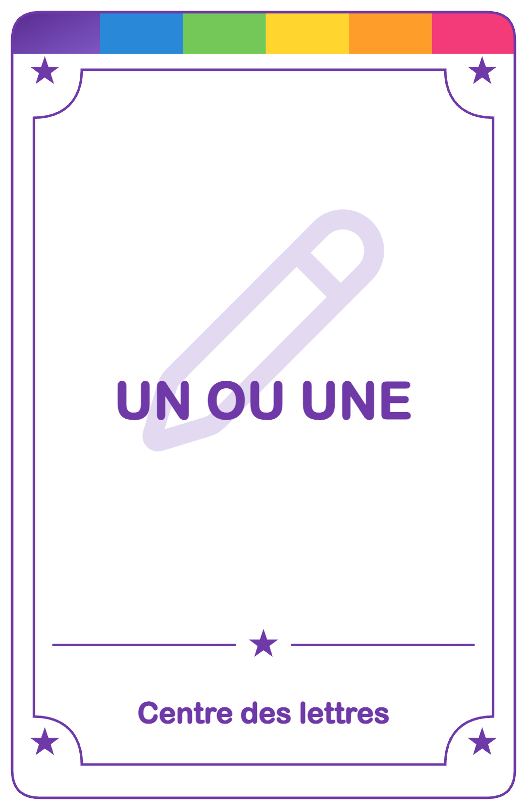 Recto de la carte UN ou UNE