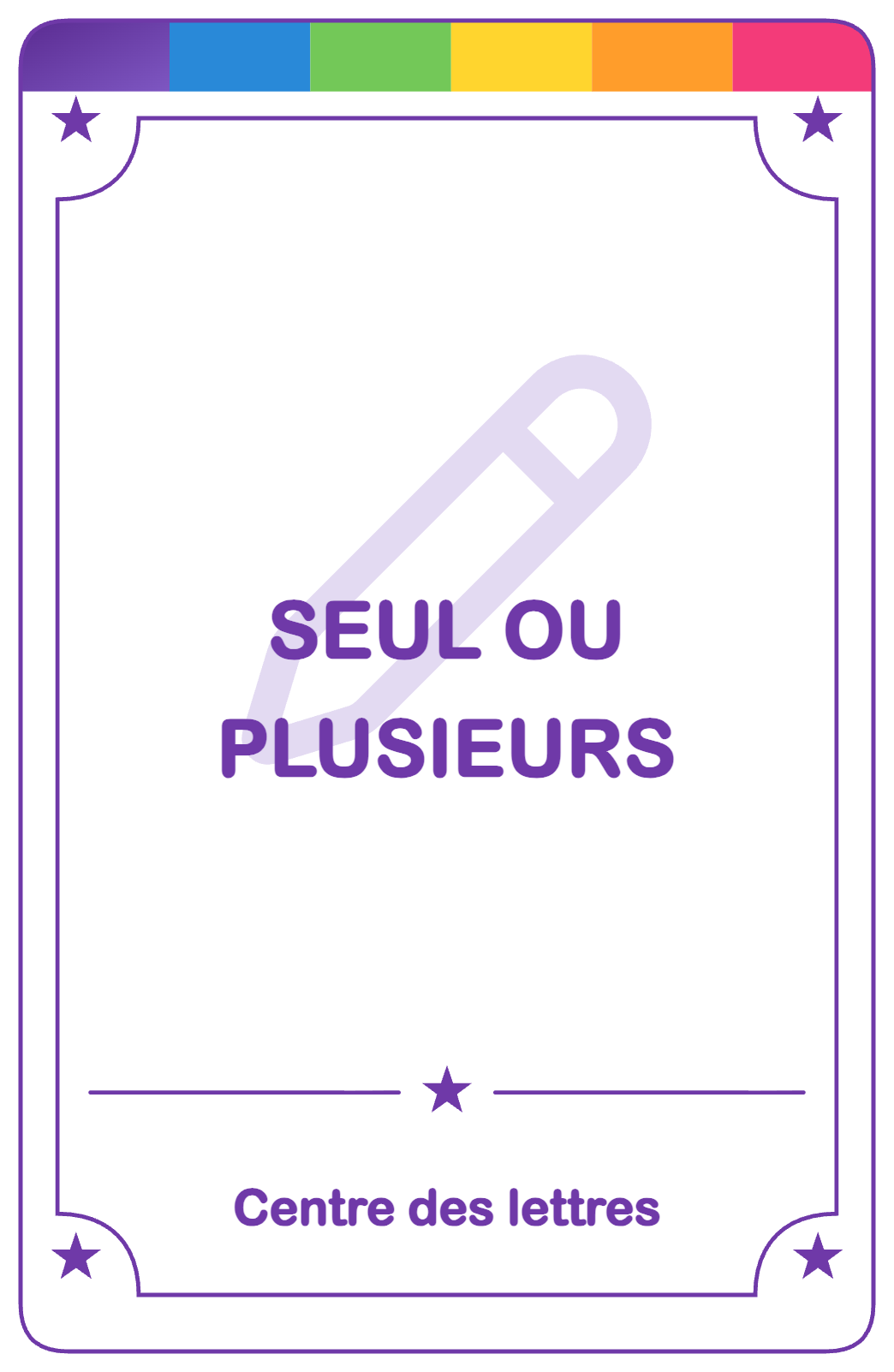 Recto de la carte SEUL ou PLUSIEURS
