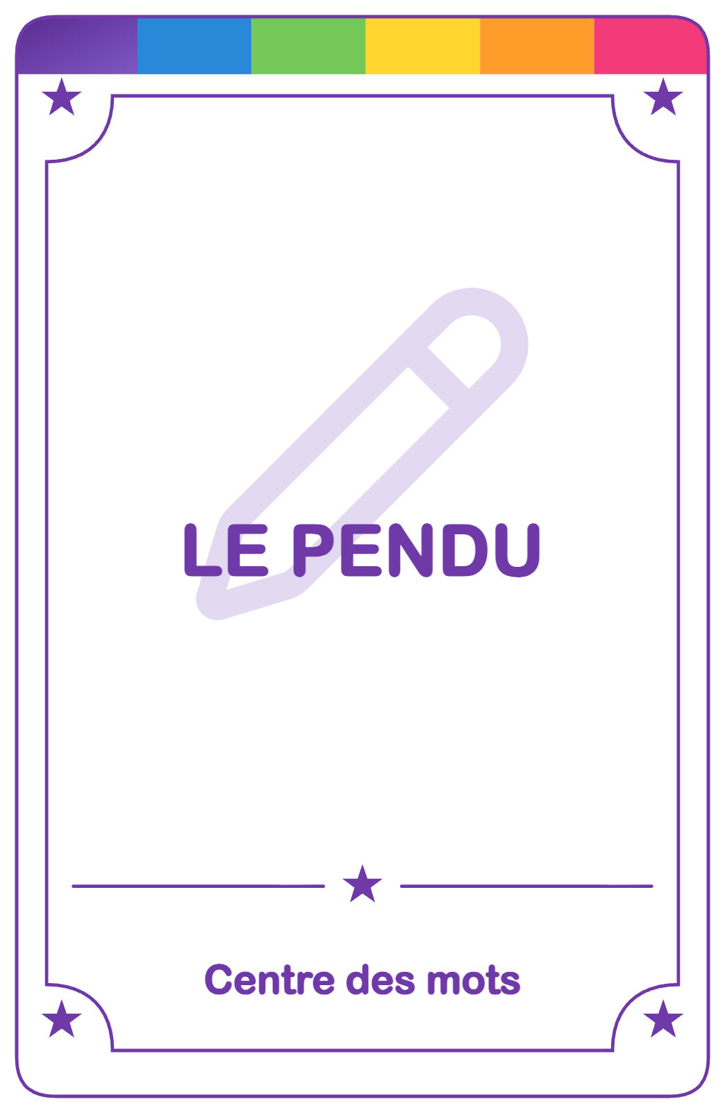 Recto de la carte Le pendu