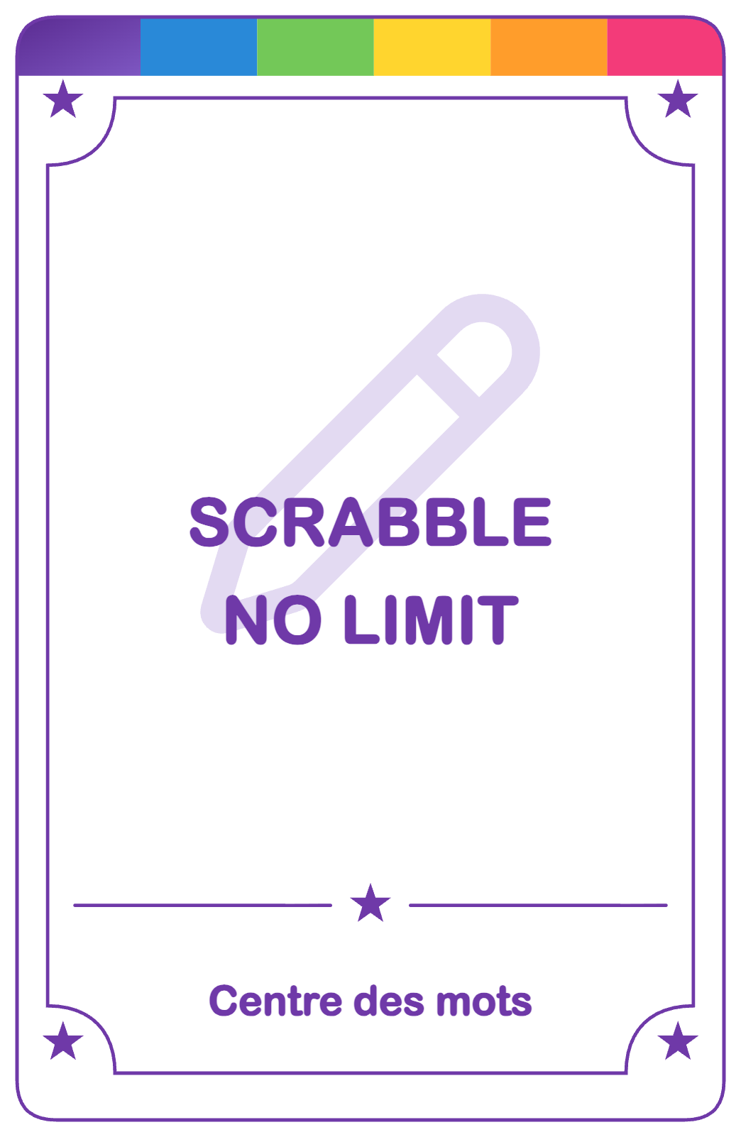 Recto de la carte Scrabble no limit