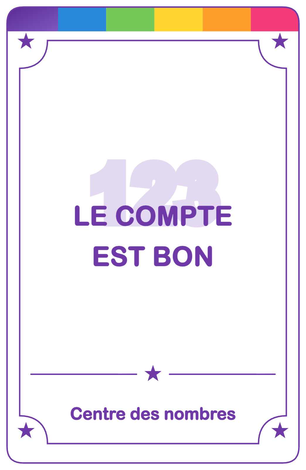 Recto de la carte Le compte est bon