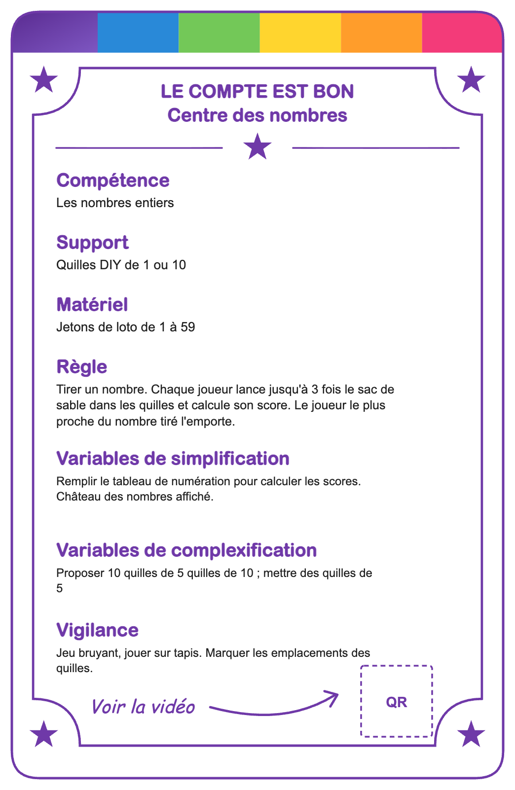 Verso de la carte Le compte est bon
