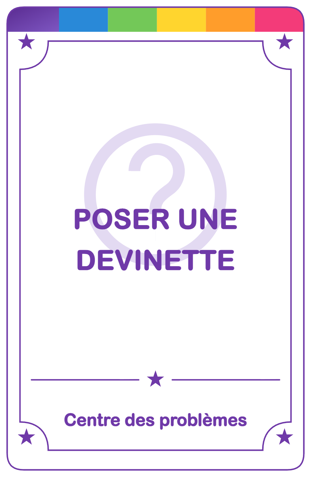 Recto de la carte Poser une devinette