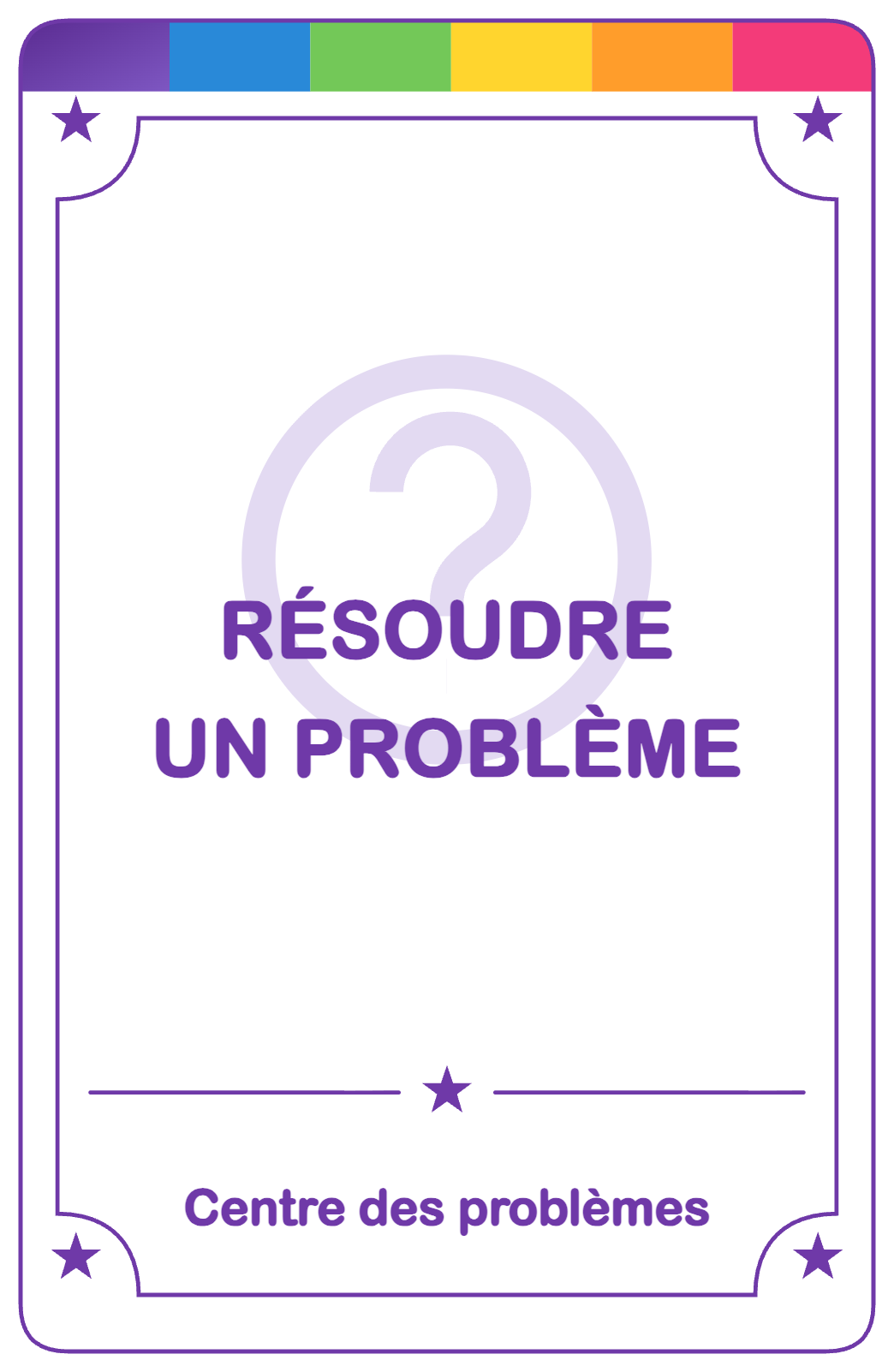 Recto de la carte Résoudre un problème