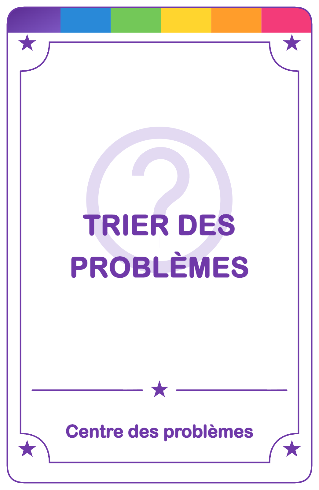 Recto de la carte Trier des problèmes