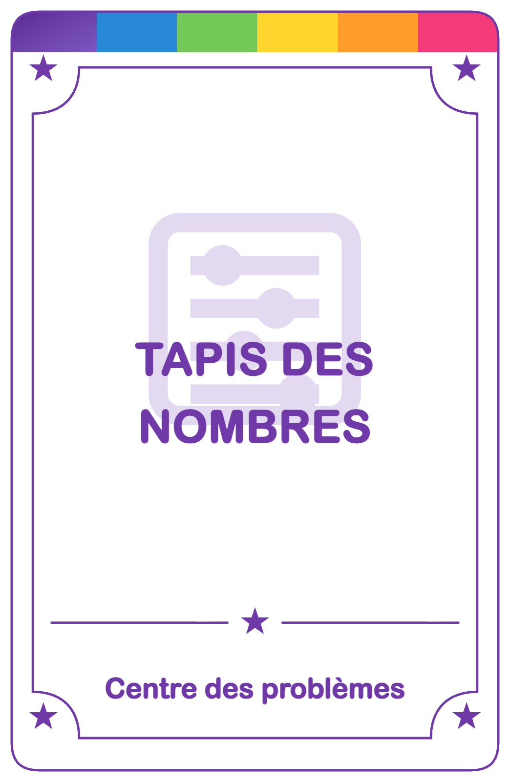 Recto de la carte Tapis des nombres