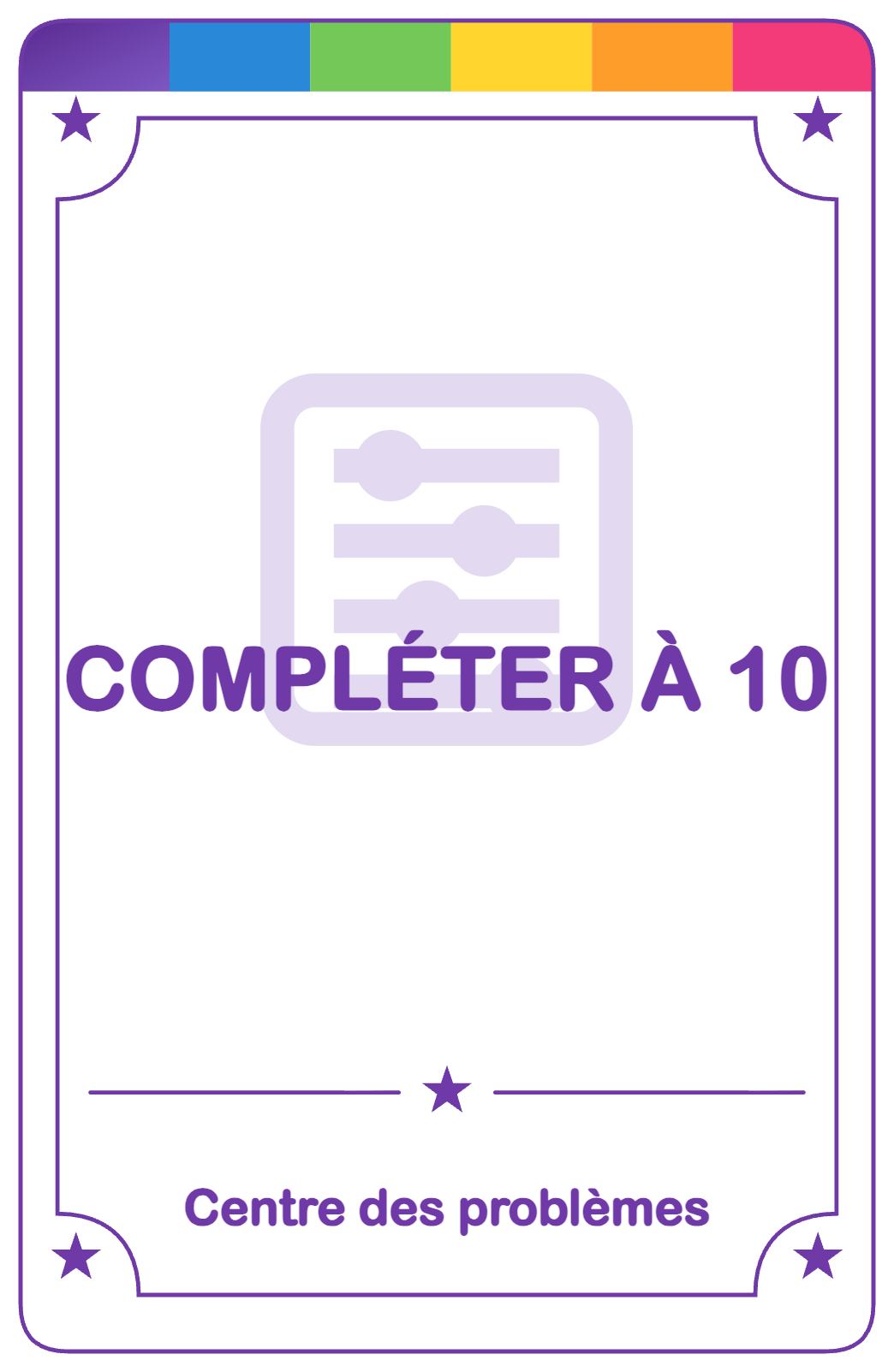 Recto de la carte Compléter à 10